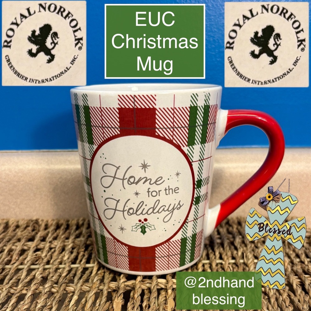 Royal Norfolk Red and Green Christmas Mug, Home for the Holidays Plaid